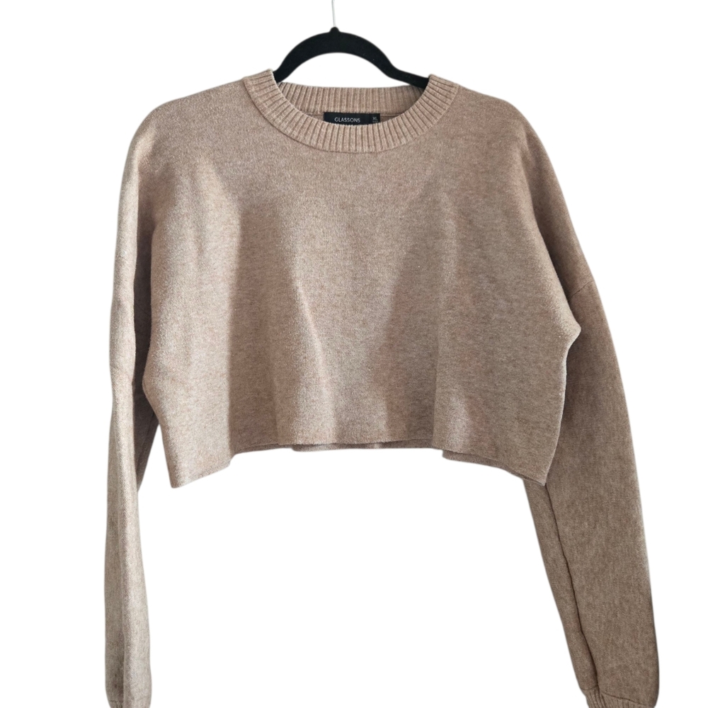 Glassons Camel Cropped Knit Sweater